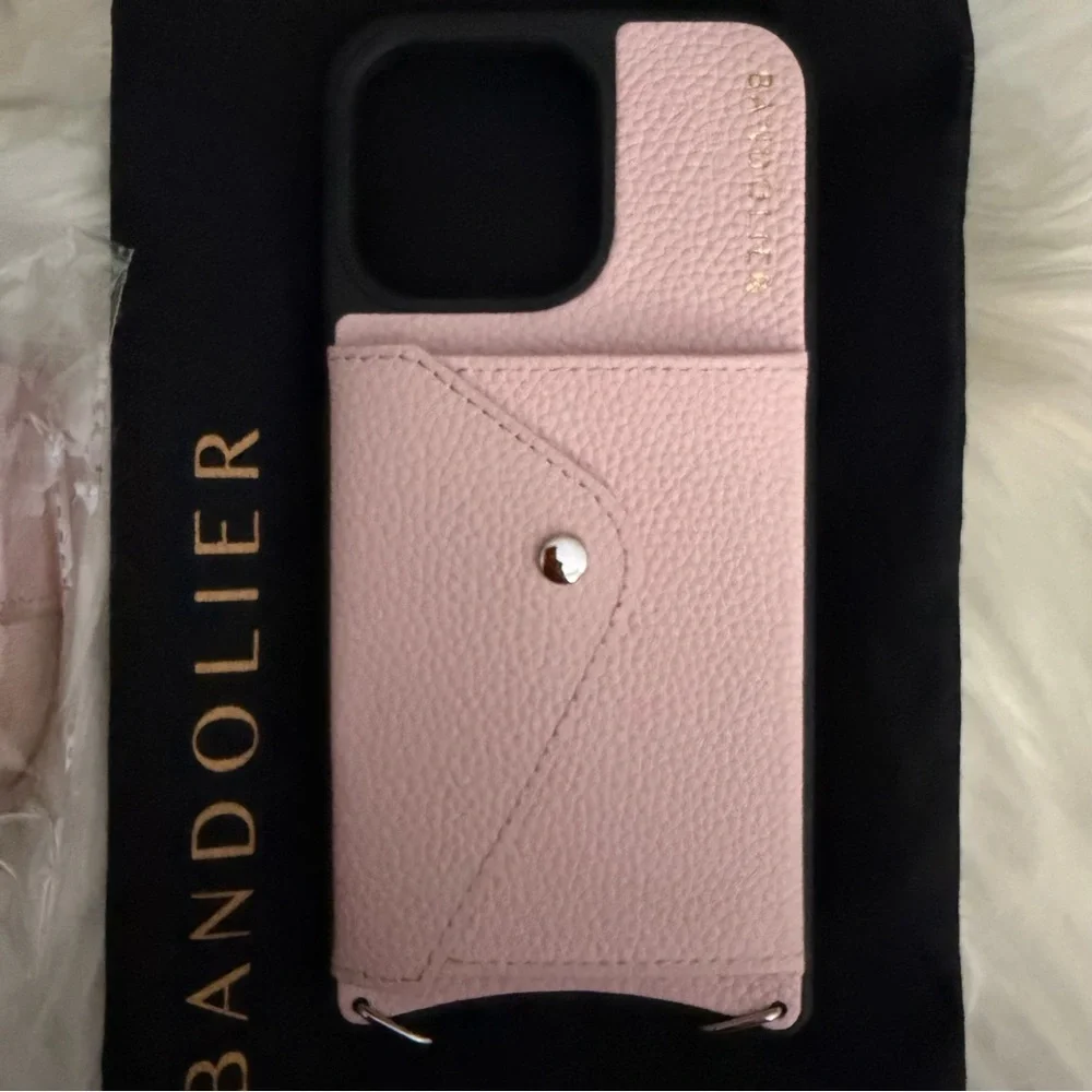 Bobby Bandolier Crossbody iPhone 15Pro Max Case - Pastel Pink/Silver - Picture 2 of 7